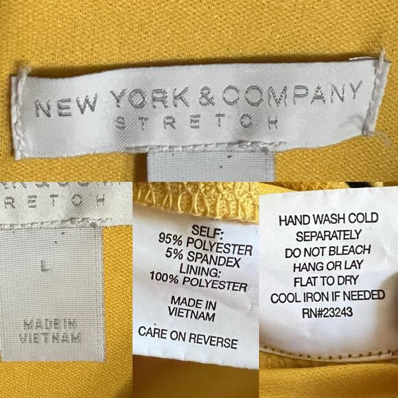 New York & Company Yellow Colorblock Fit & Flare Midi Dress Size L Pastel Retro - Picture 11 of 17